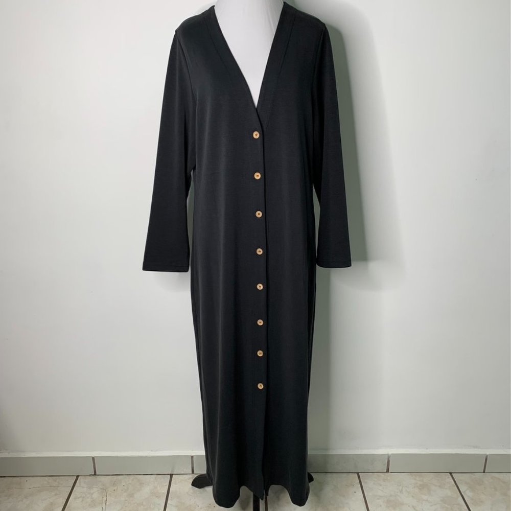 Emerson Fry Black Maxi Button-Front Dress